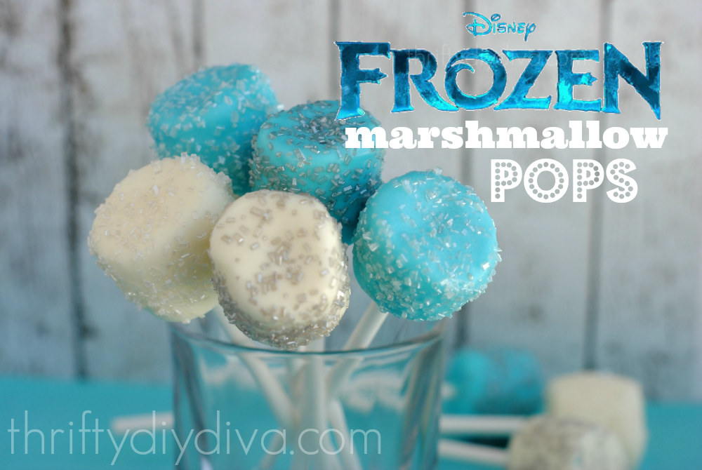 Frozen Marshmallow Candy Pops blue and white with sparkles