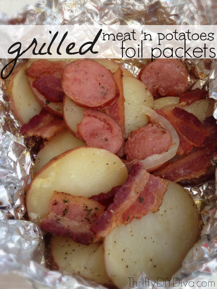Grilled Meat 'n Potatoes Foil Packets (ranch, onions, bacon, & sausage)