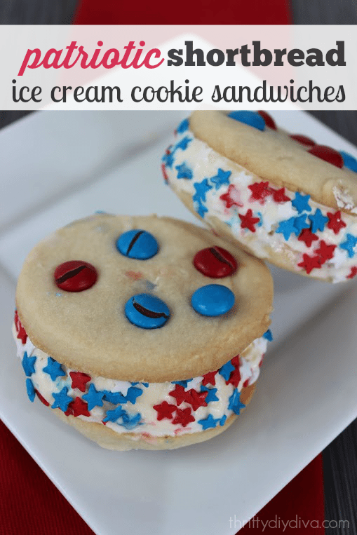 Patriotic Ice Cream Cookie Sandwiches