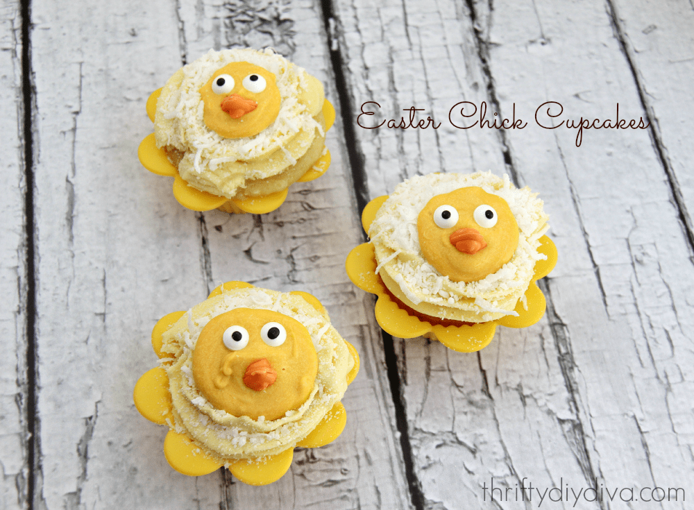 Easter Chick Cupcakes with Coconut