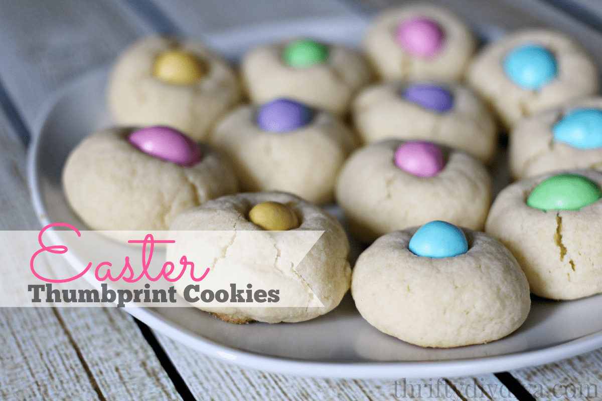 Easter M&M Thumbprint Cookies