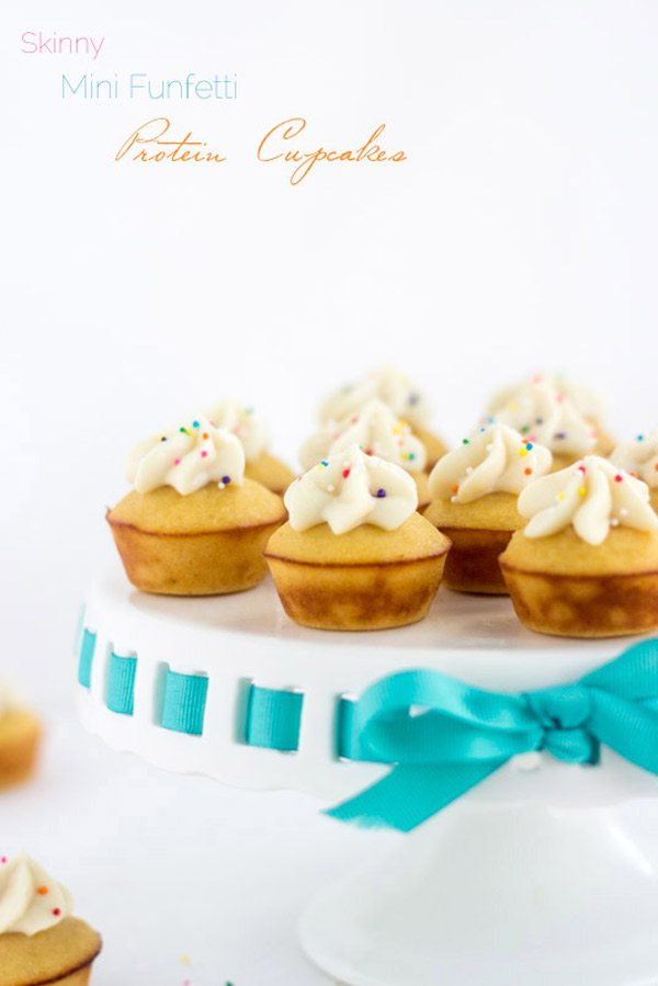 Mini Protein Cupcakes with Funfetti Icing