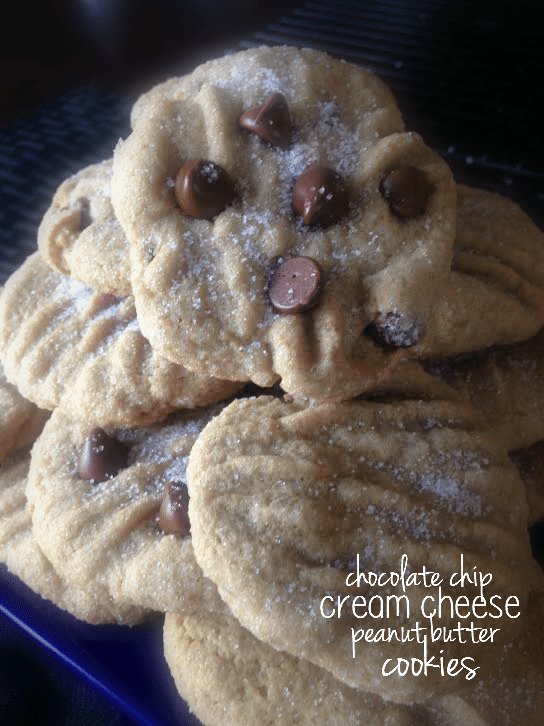 Chocolate Chip Cream Cheese Peanut Butter Cookies