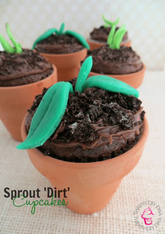 chocolate sprout earth day dirt cupcakes