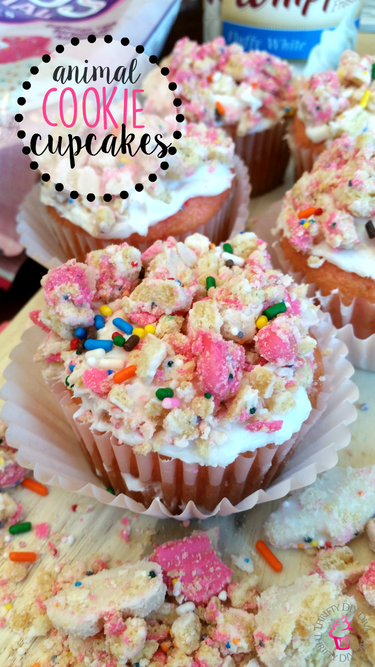 Strawberry Animal Cookie Cupcakes