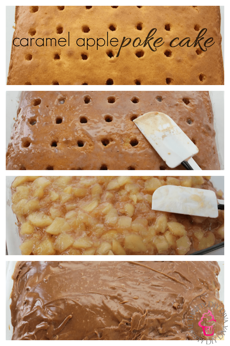 Caramel Apple Poke Cake Collage