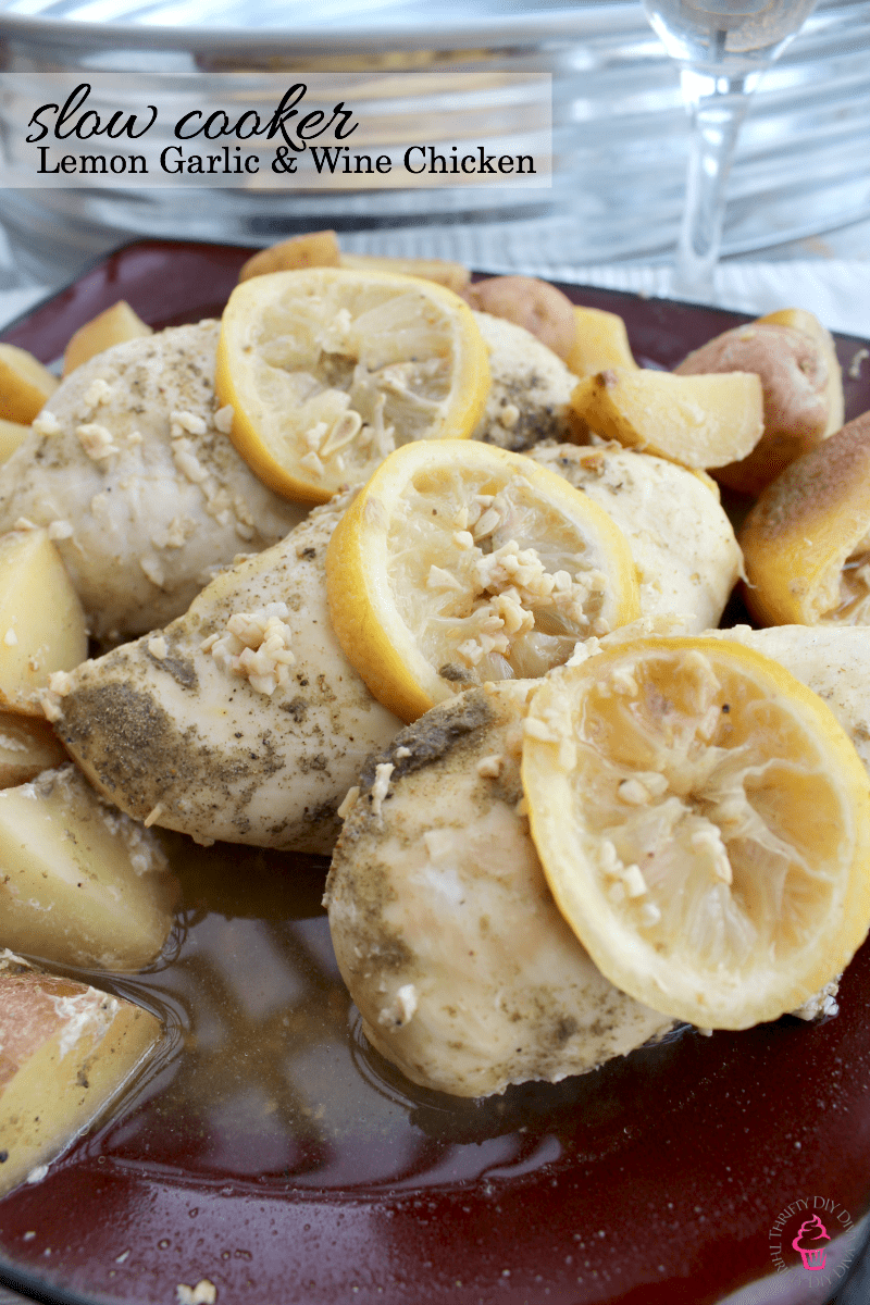 Slow Cooker Lemon Garlic and Wine Chicken Potatoes Recipe