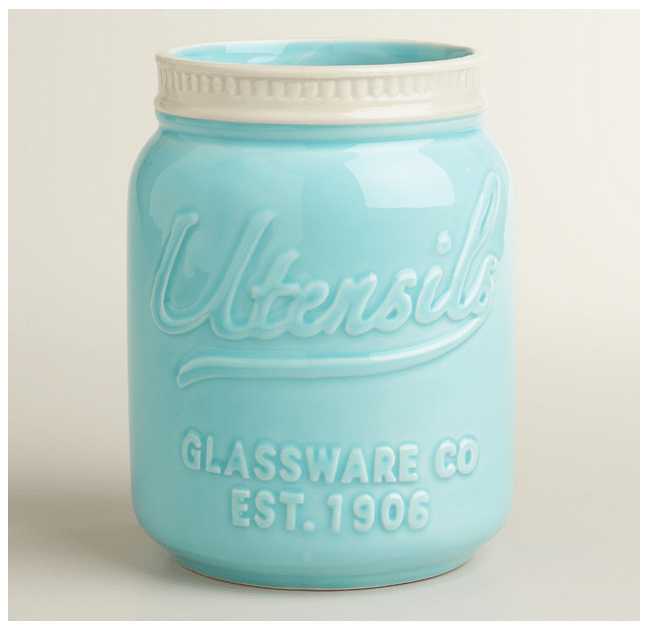 Tiffany Blue Mason Jar Utensil Crock