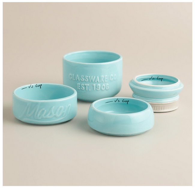 Tiffany Blue Mason Jar Ceramic Measuring Cups