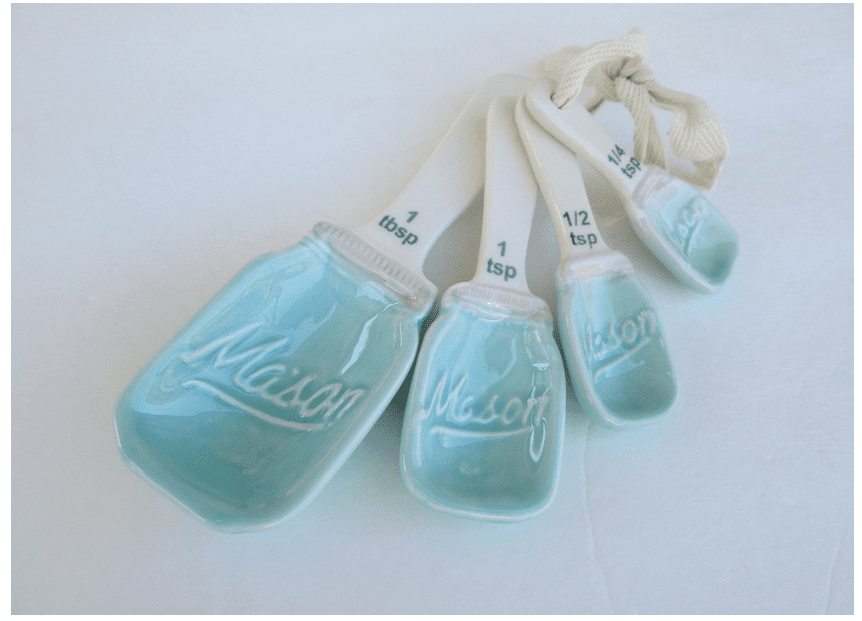 Tiffany Blue Mason Jar Ceramic Measuring Spoons Set