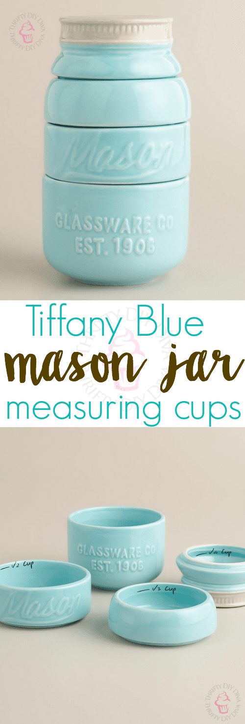 Tiffany Blue Mason Jar Ceramic Measuring Cups