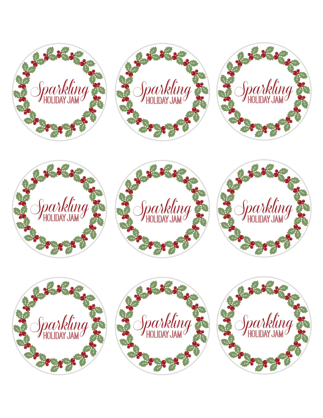 Sparkling Holiday Jam Printable Labels