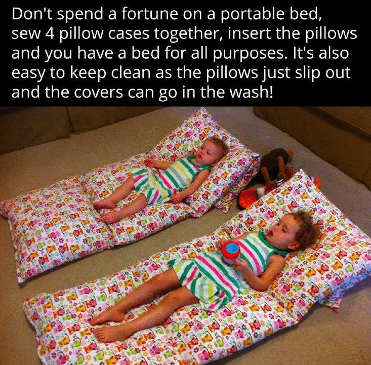 DIY Portable Pillowcase Pillow Bed